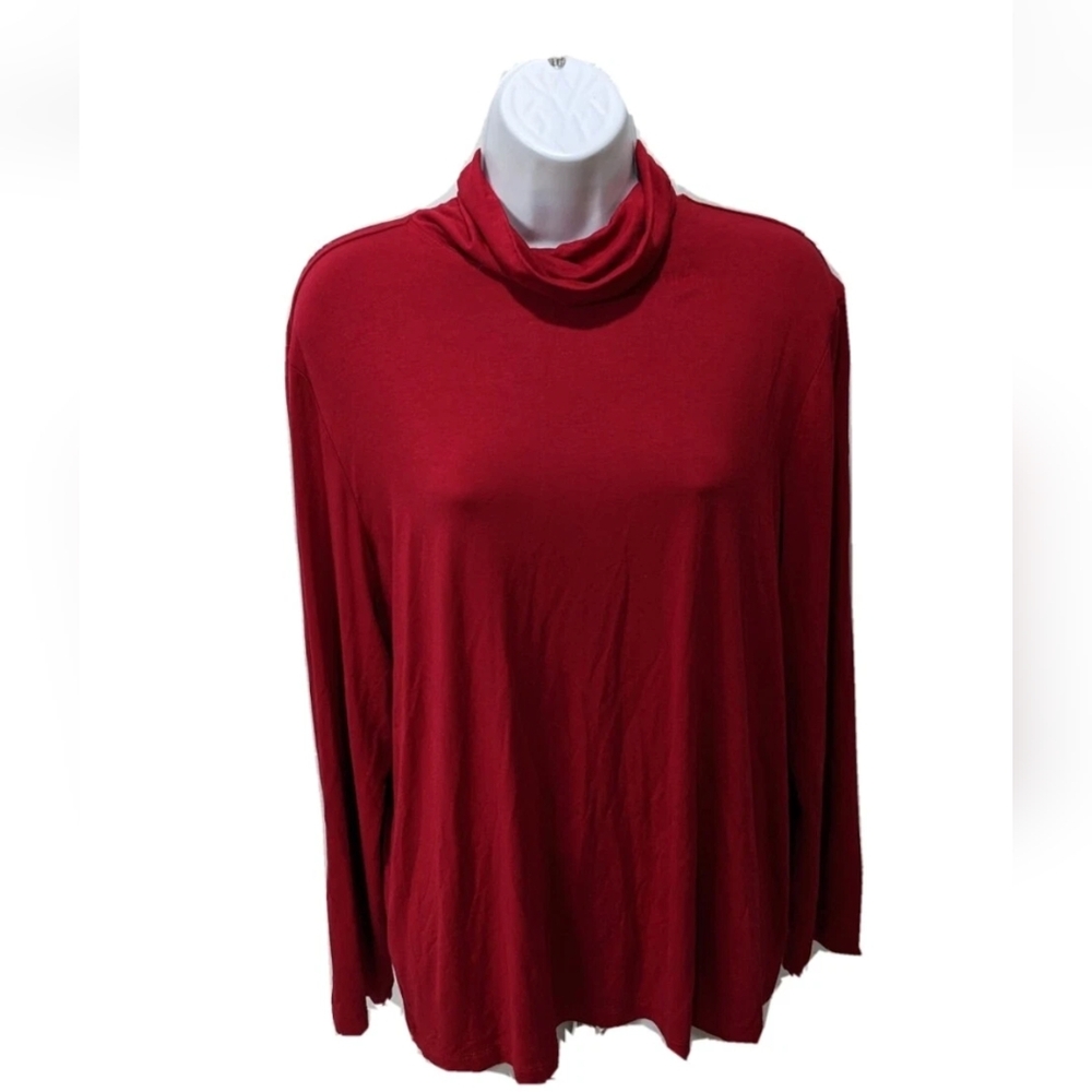 NWT Chico's 3 Magdalia Turtleneck Top Long Sleeve Red XL New #45
